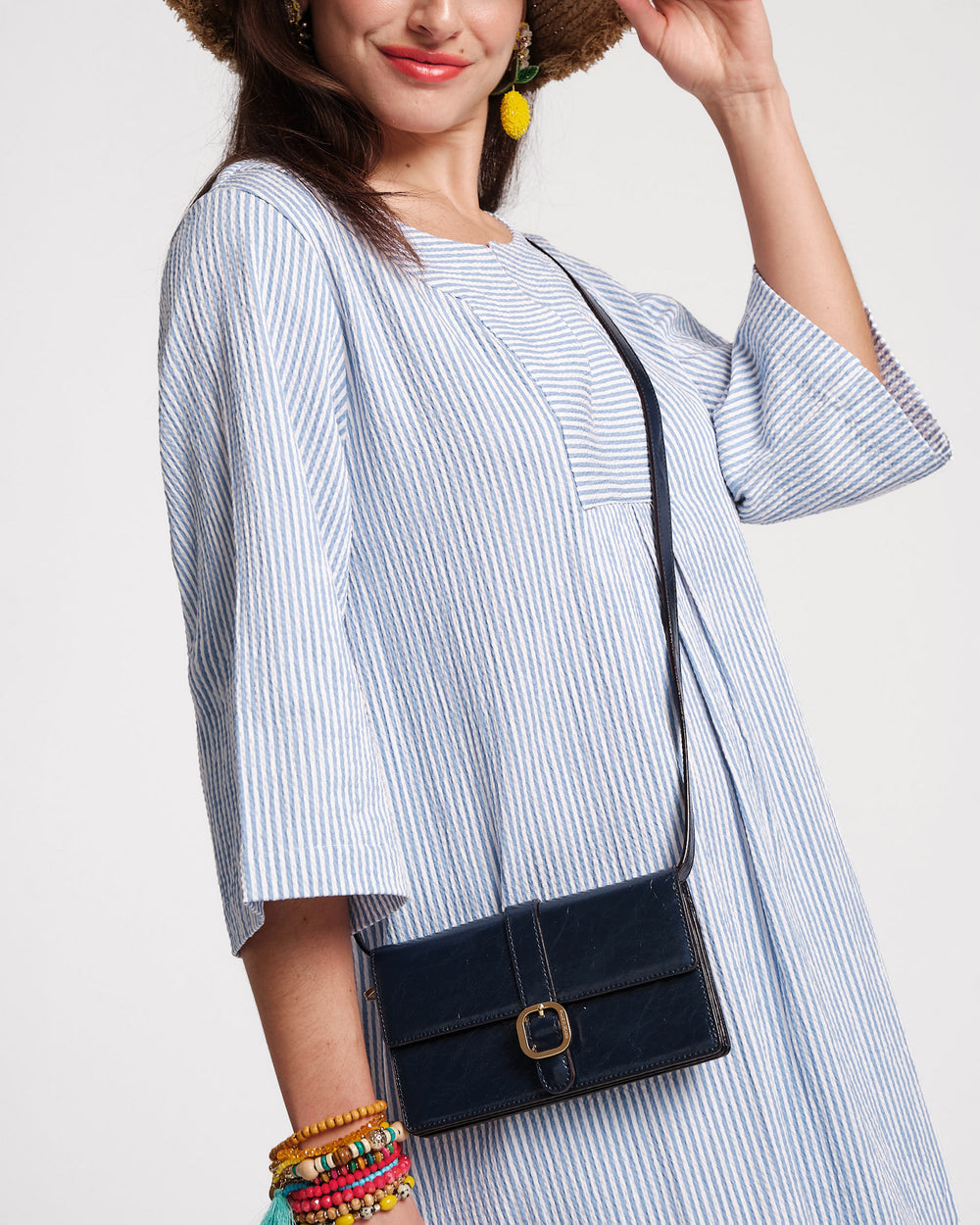 Accordian Wallet - Crinkled Leather Navy - Frances Valentine
