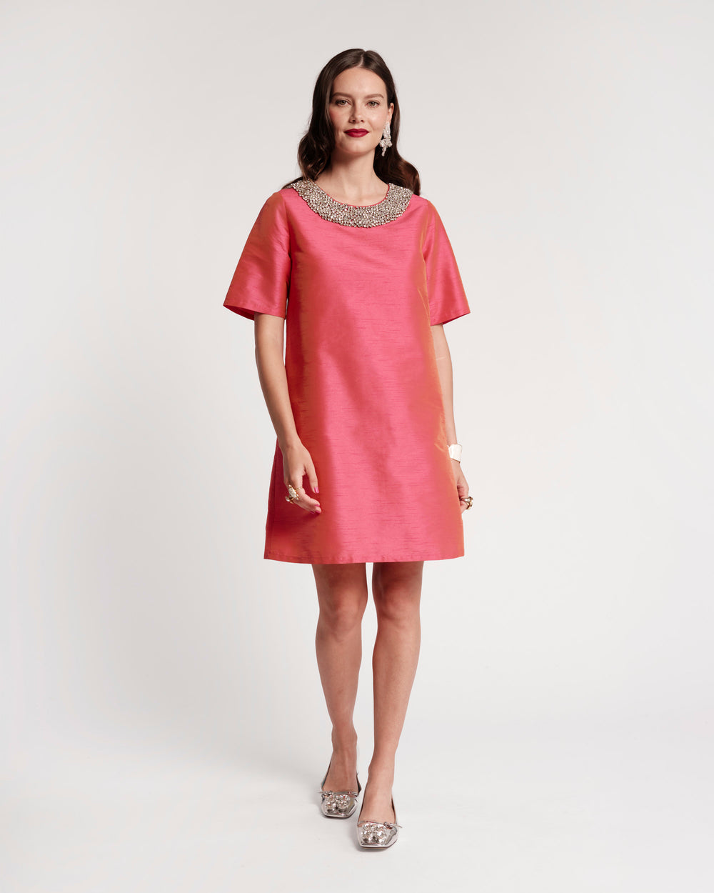 Tabby Shift Dress - Coral Dresses Frances Valentine