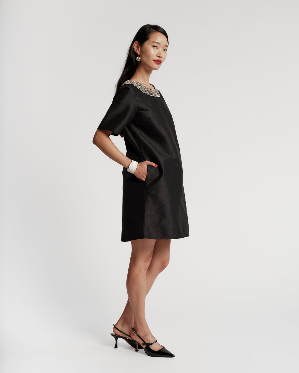 Tabby Shift Dress - Black Dresses Frances Valentine