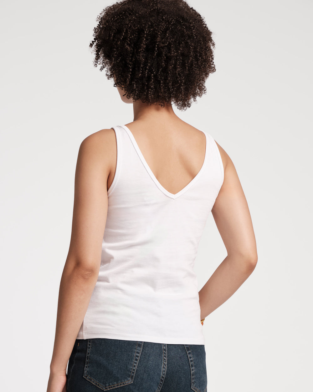 V Neck Pima Tank - White - Frances Valentine