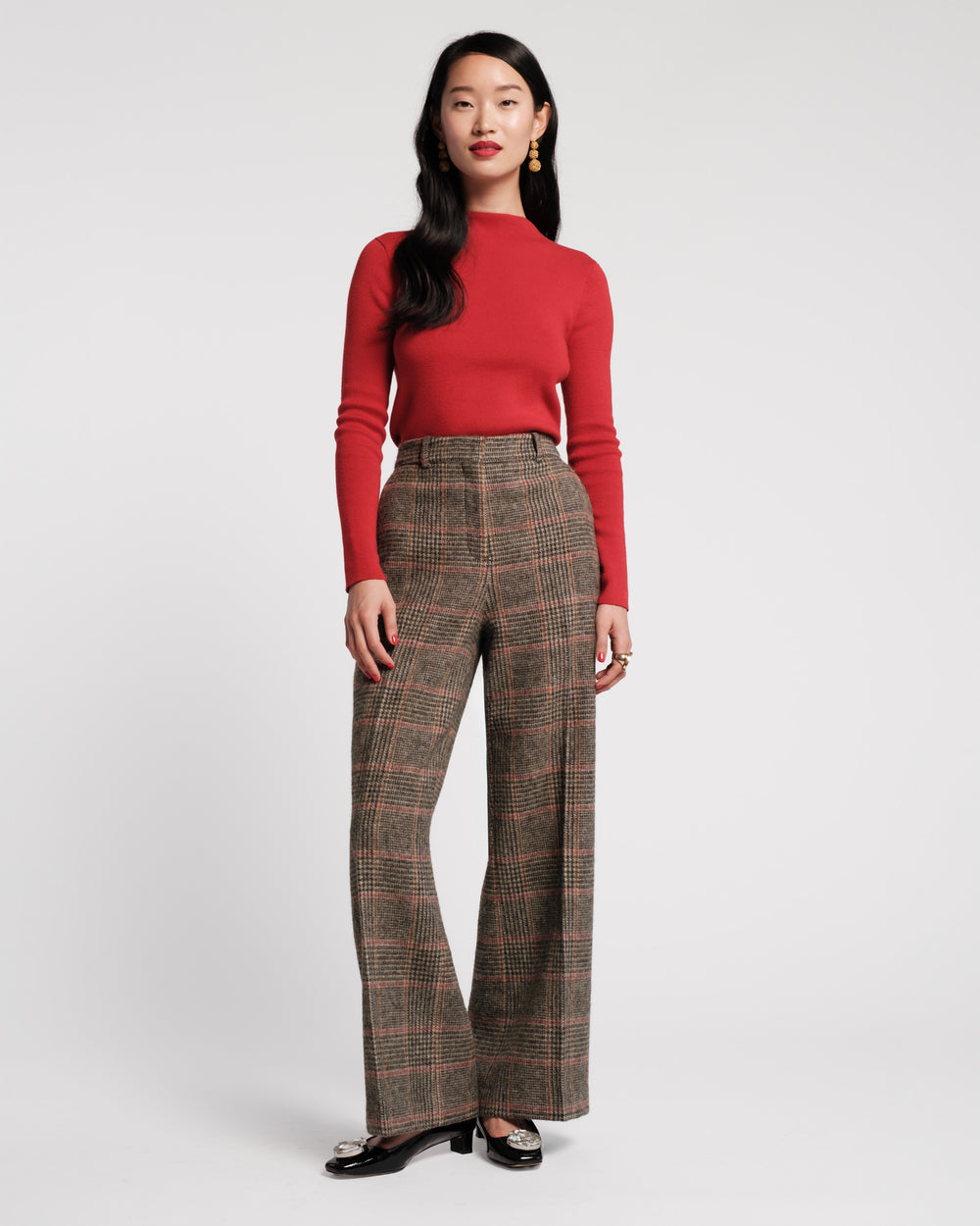 Marie Long Sleeve Cotton Sweater - Red Sweater Frances Valentine