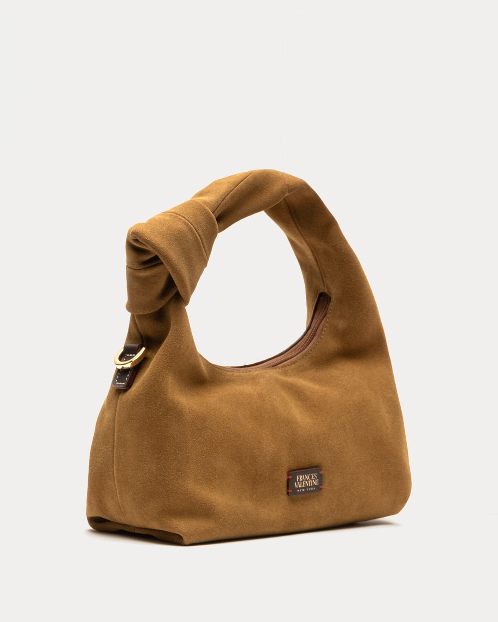 Tinsley Mini Hobo Knot Bag - Suede Brown - Frances Valentine