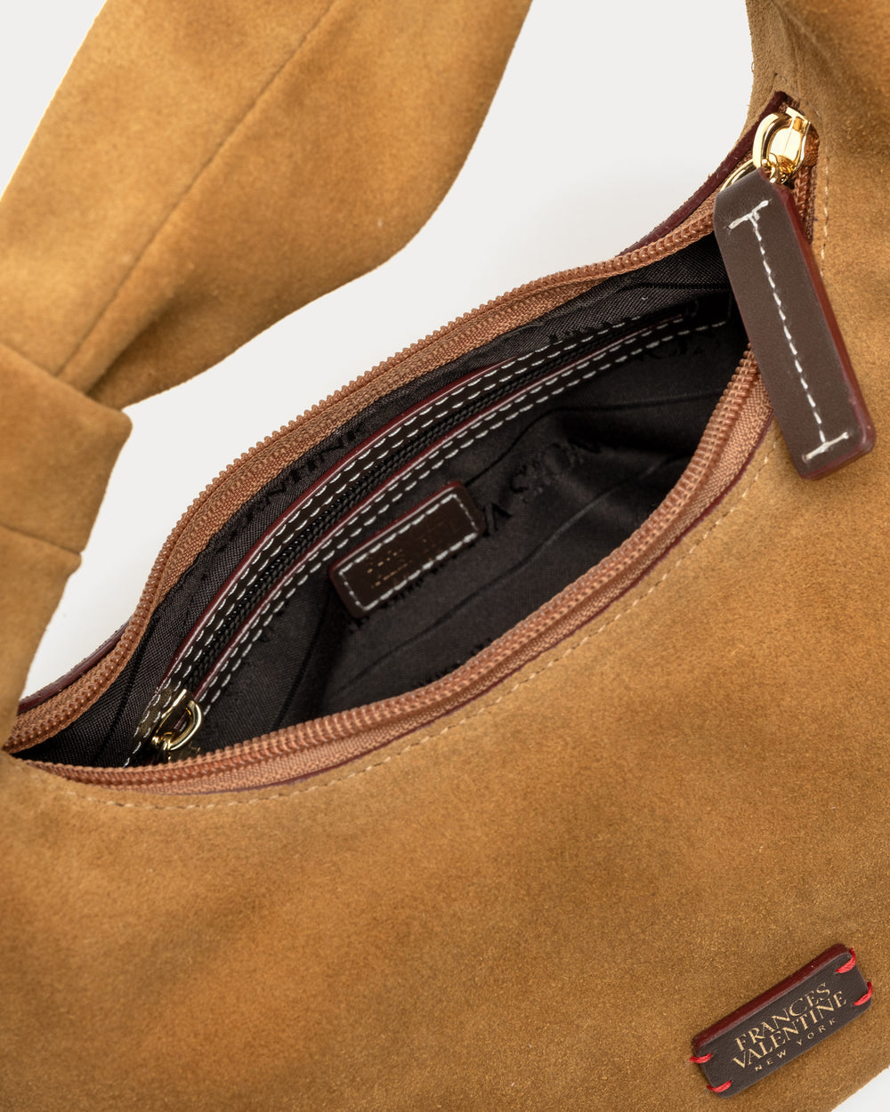 Tinsley Mini Hobo Knot Bag - Suede Brown - Frances Valentine