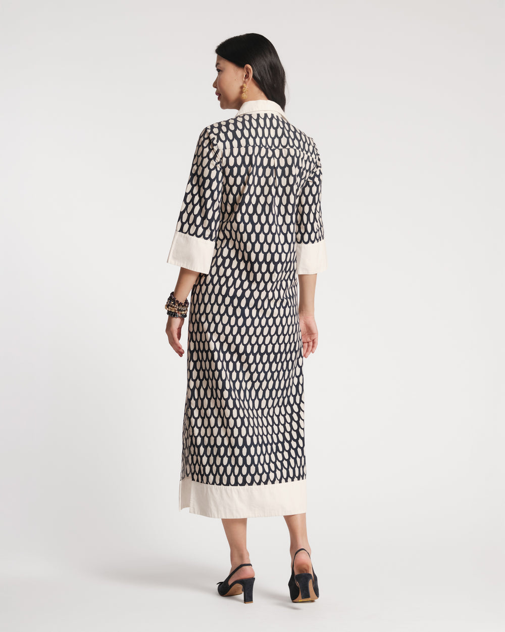 Tracey Midi Dress - Loop Print Navy Dresses Frances Valentine