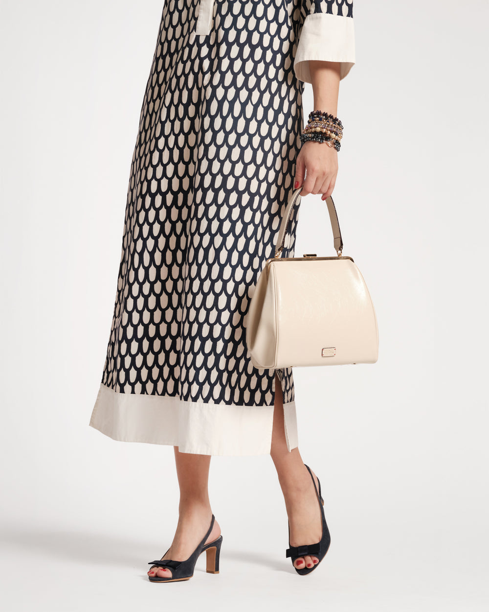 Katherine Frame Bag - Crinkled Leather Oyster Frame Bag Frances Valentine