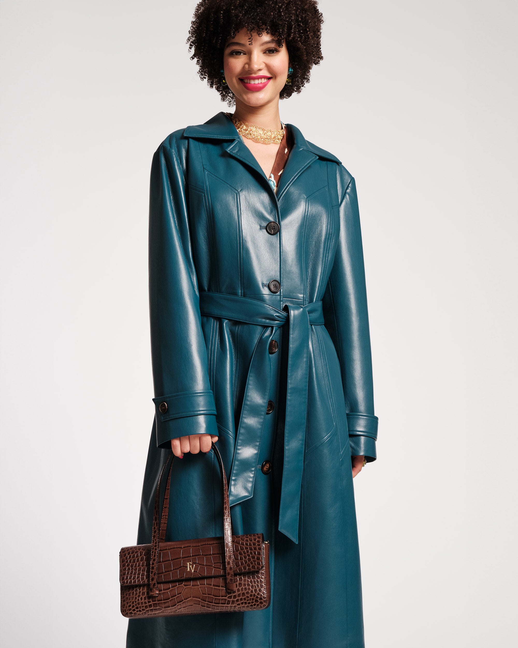 Chelsea Faux Leather Trench Coat – Frances Valentine