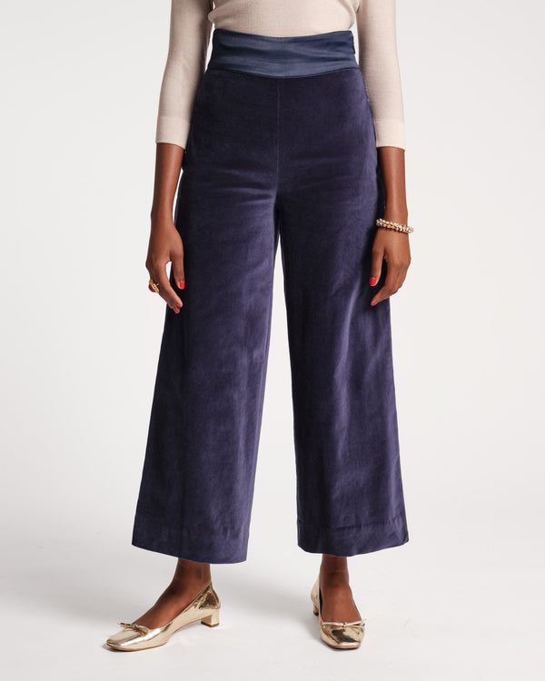 Tuxedo Pant Velvet - Navy - Frances Valentine