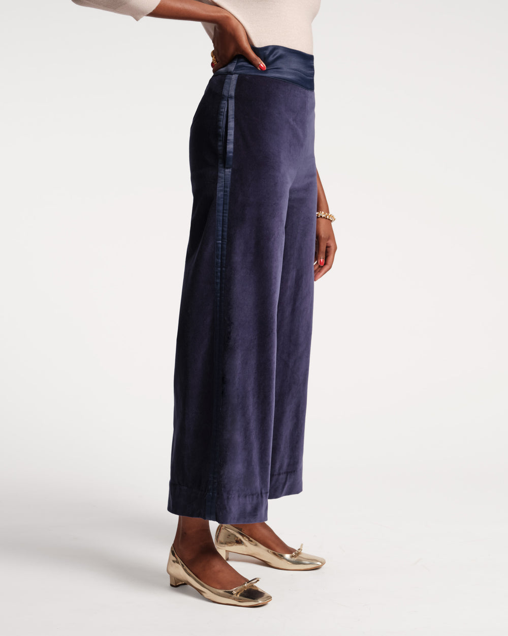 Tuxedo Pant Velvet - Navy - Frances Valentine