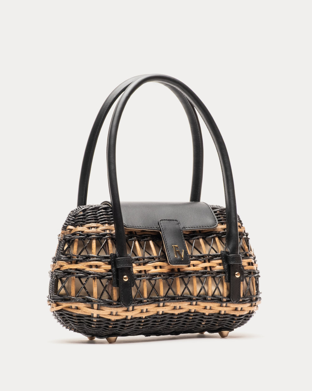 Tweety Basket Wicker w/Leather Wicker w/Leather Black/Toast OS Frances Valentine