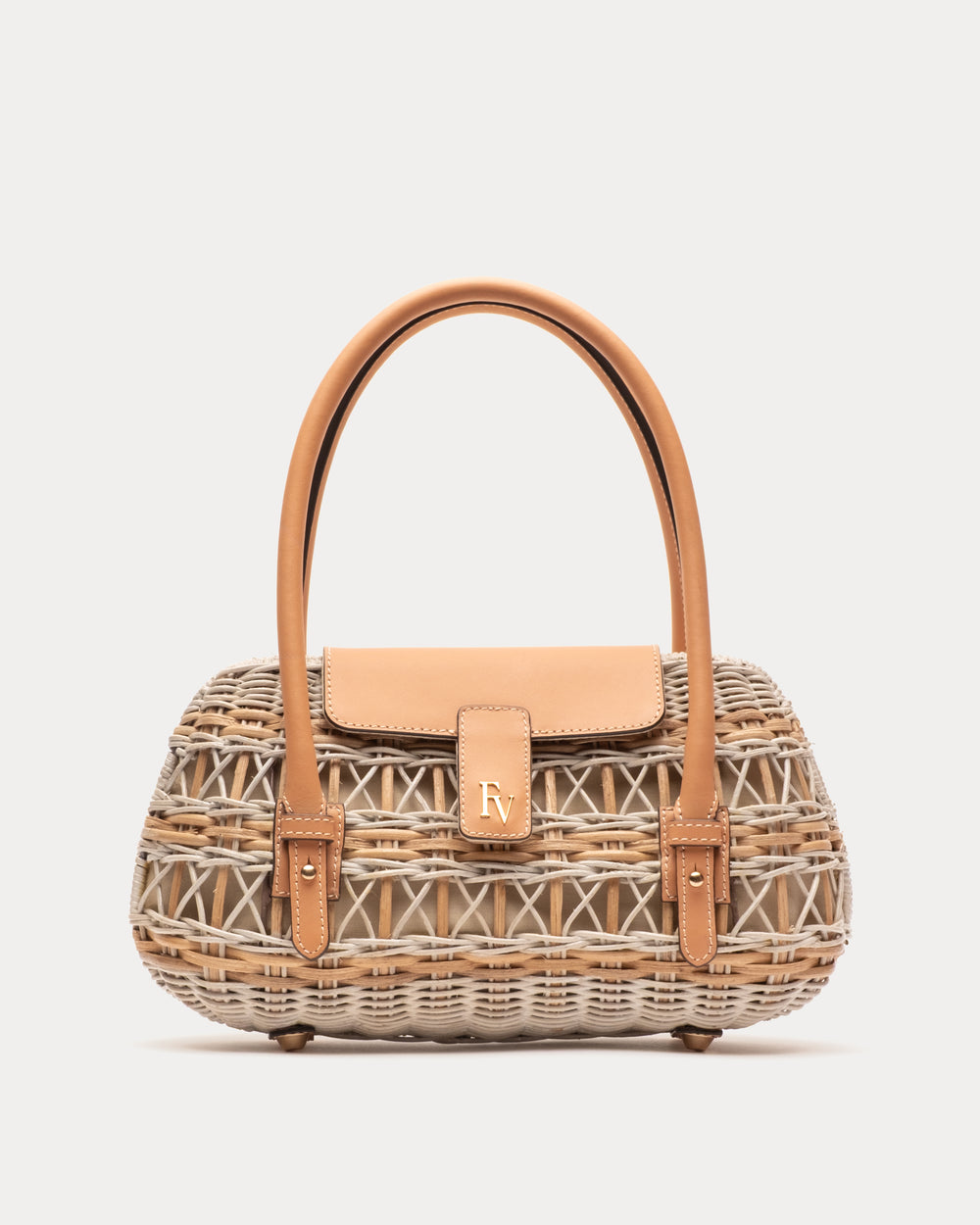 Tweety Basket Wicker w/Leather Wicker w/Leather Antique White/Toast OS Frances Valentine