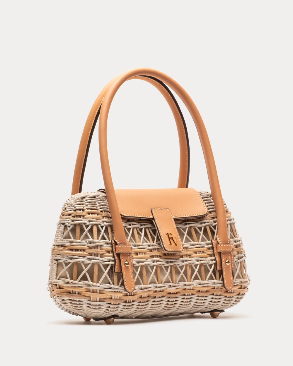 Tweety Basket Wicker w/Leather Wicker w/Leather Antique White/Toast OS Frances Valentine