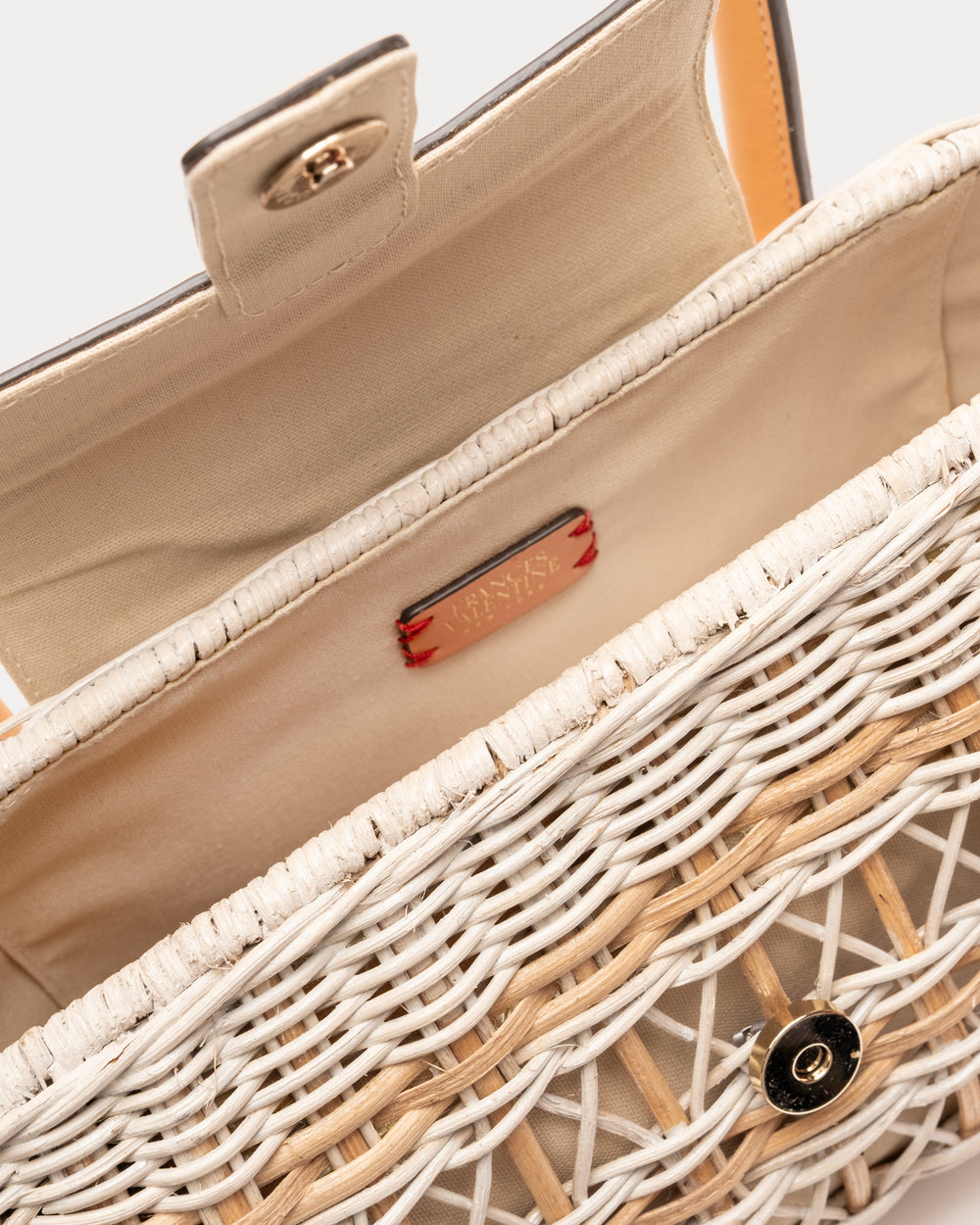 Tweety Basket Wicker w/Leather Wicker w/Leather Antique White/Toast OS Frances Valentine