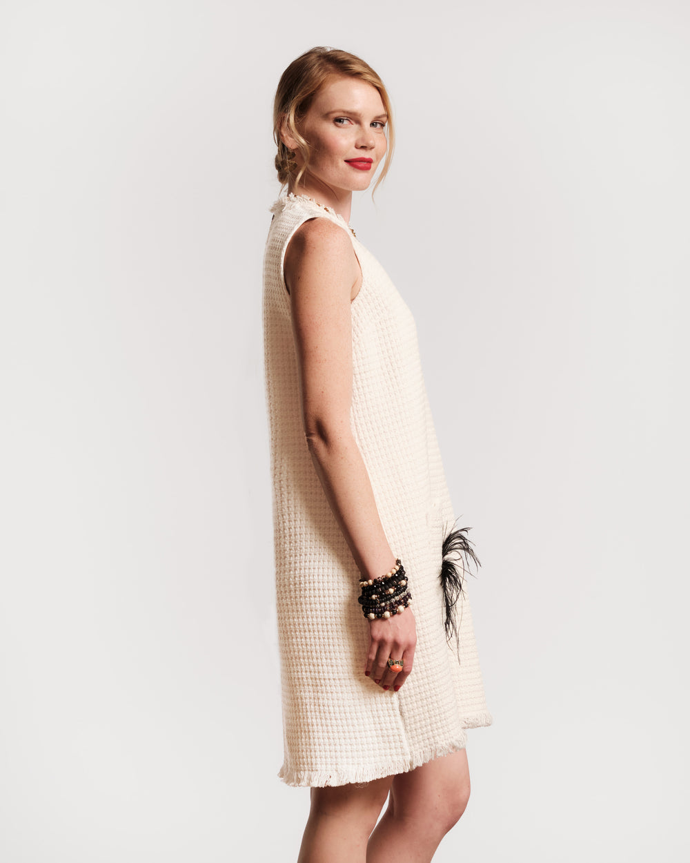 Twiggy Fringe Dress - White/Black Frances Valentine