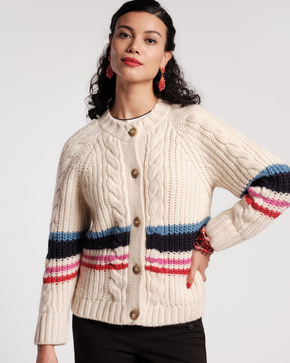 Varsity Cardigan Stripe Sweater Frances Valentine