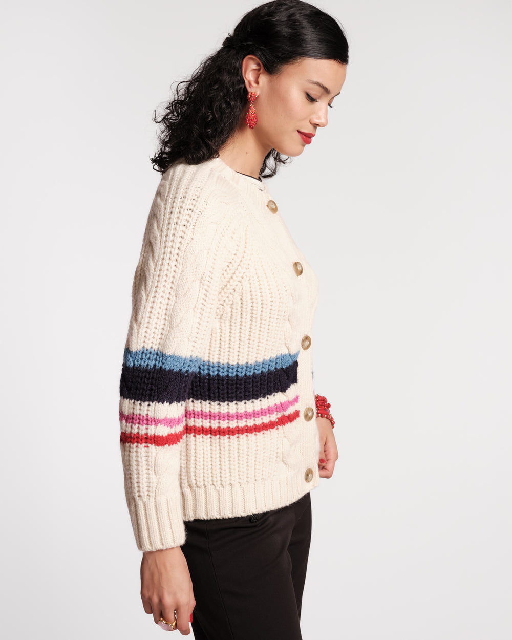 Varsity Cardigan Stripe Sweater Frances Valentine
