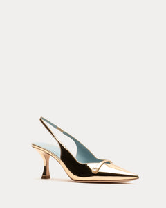 Vivian Pearl Pump Vegan Mirror Leather Gold - Frances Valentine