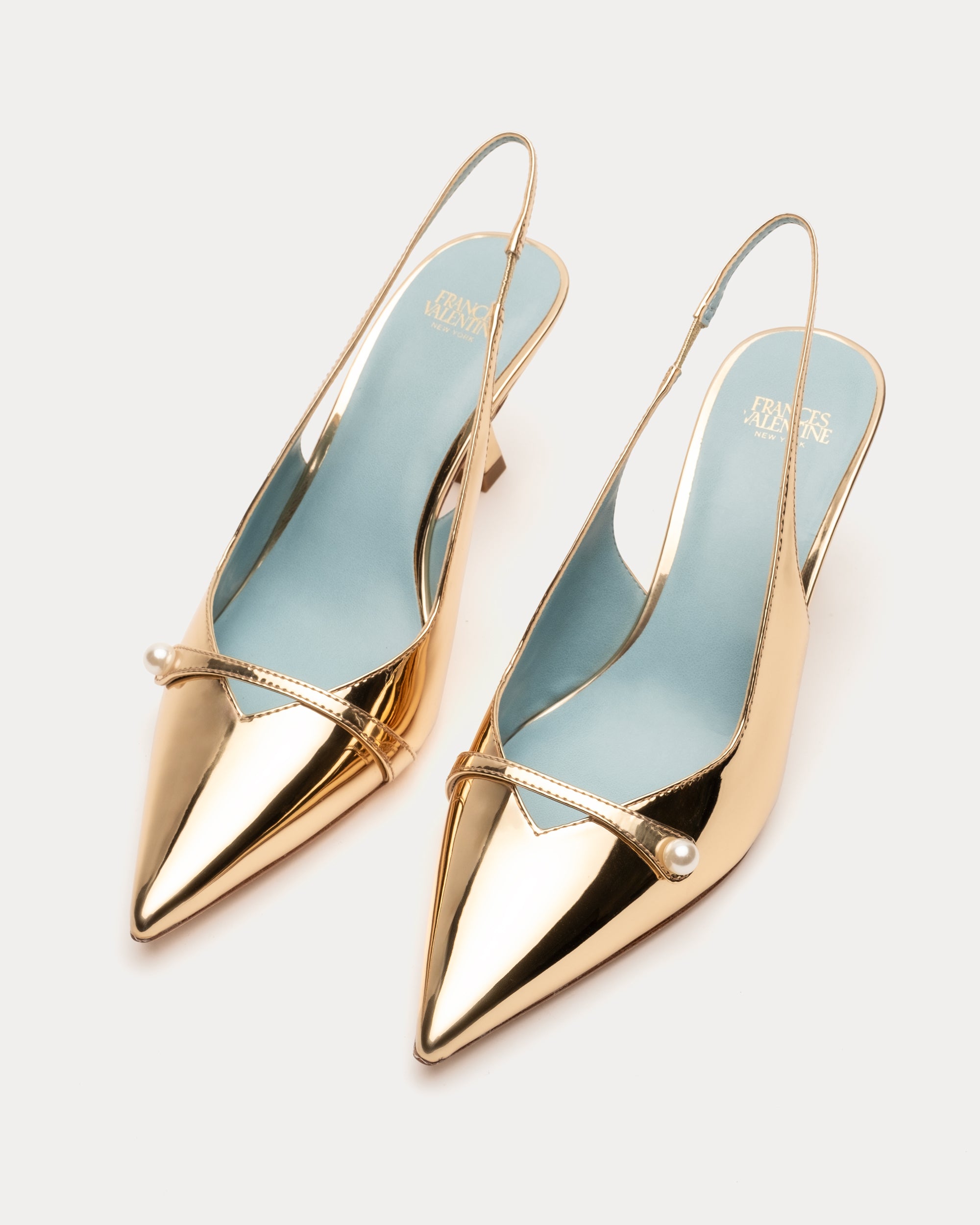 Vivian Pearl Pump Vegan Mirror Leather Gold