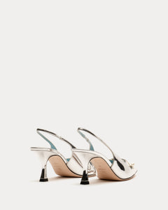 Vivian Pearl Pump Vegan Mirror Leather Silver - Frances Valentine