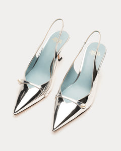 Vivian Pearl Pump Vegan Mirror Leather Silver - Frances Valentine