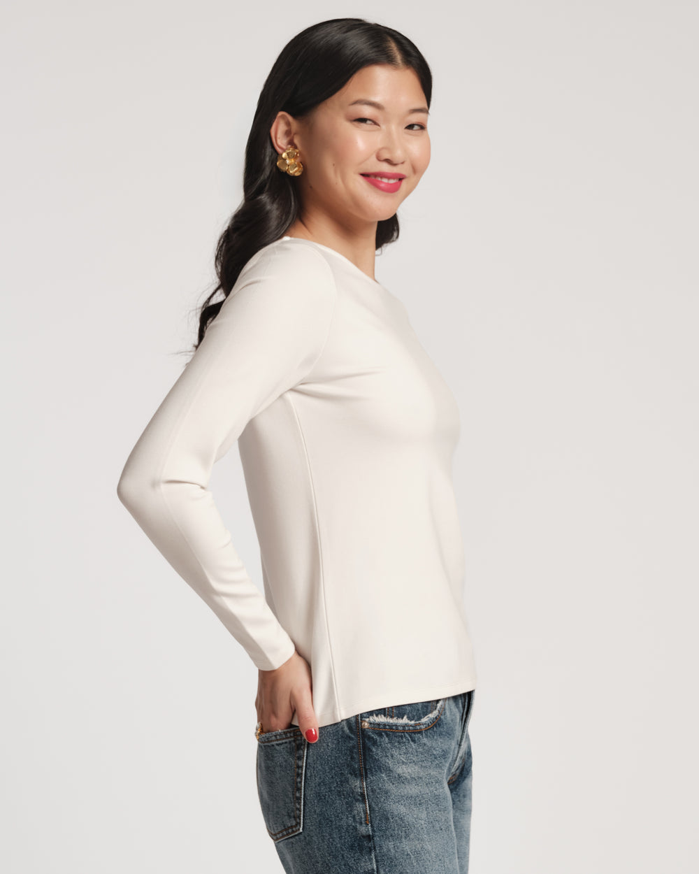 Ballet Top Solid Stretch Stretch Blend White Frances Valentine