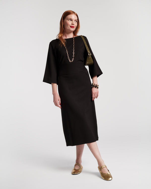 Whitney Wrap Dress - Black - Frances Valentine