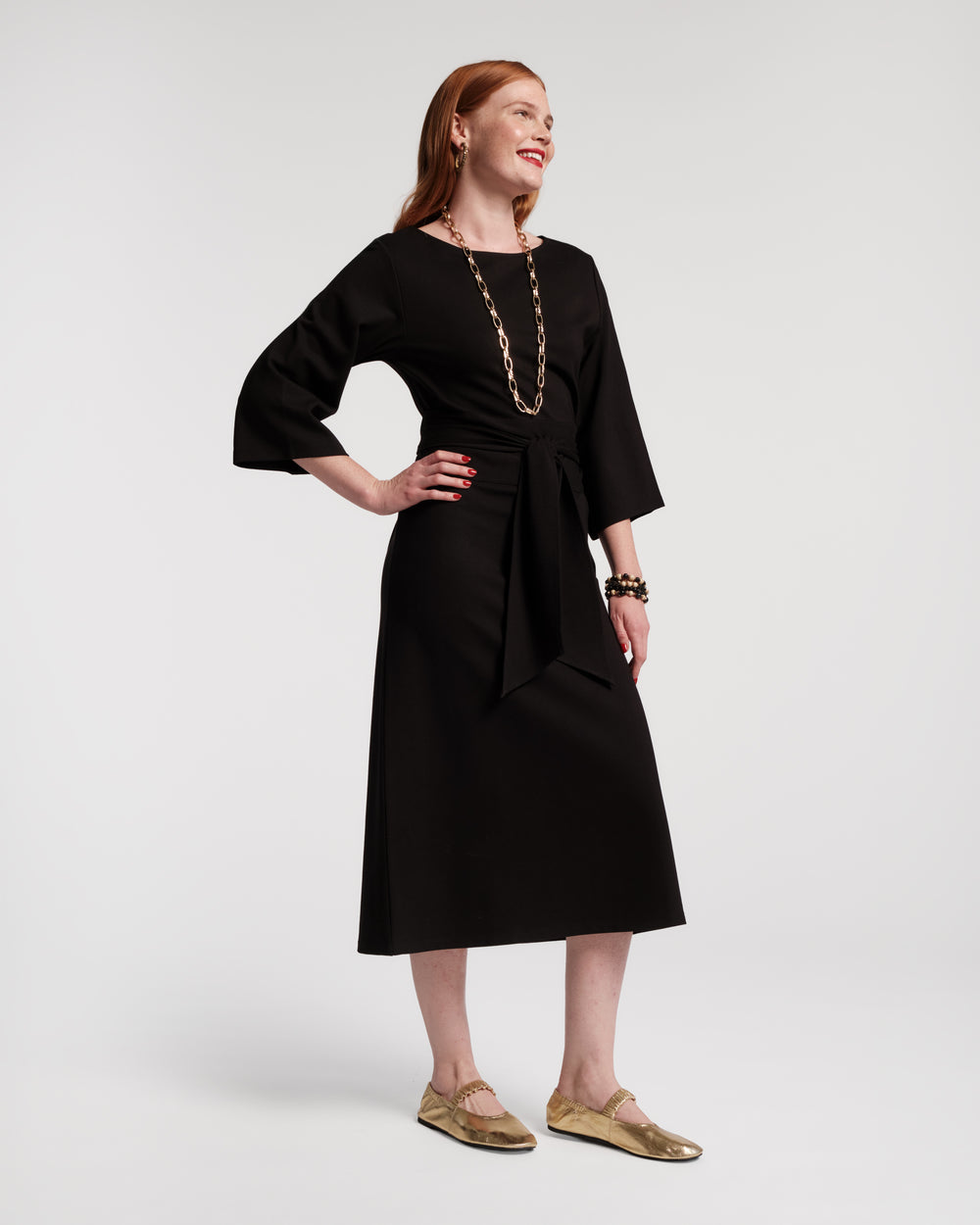 Whitney Wrap Dress - Black - Frances Valentine