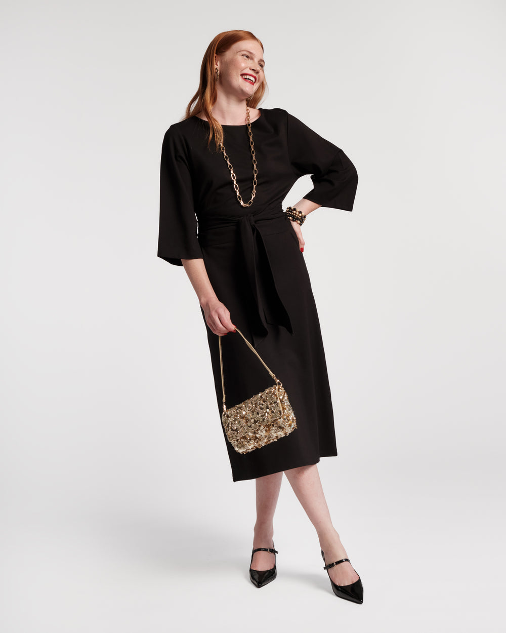 Whitney Wrap Dress - Black - Frances Valentine