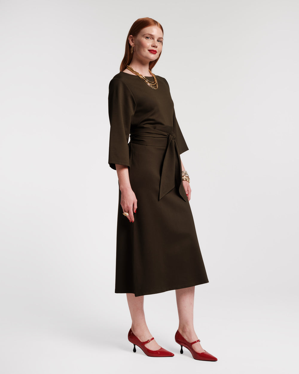 Whitney Wrap Dress - Olive - Frances Valentine