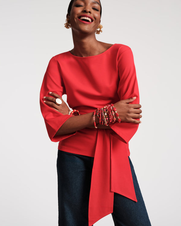 Whitney Wrap Top - Red - Frances Valentine