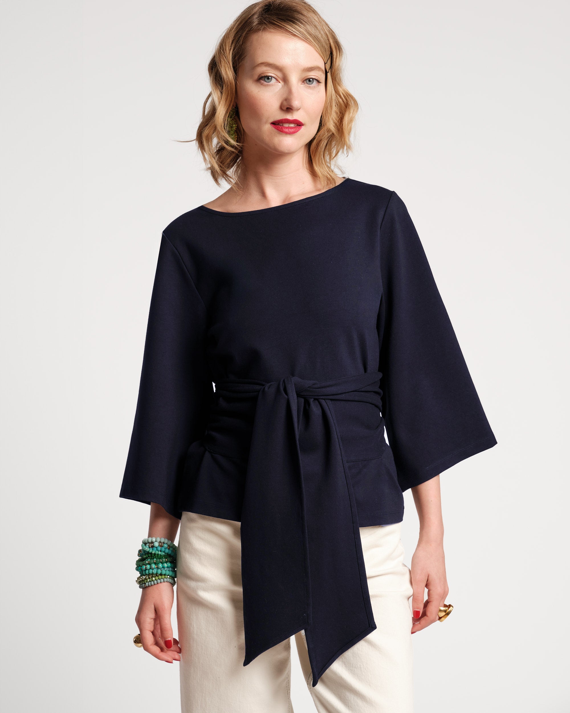 Whitney Wrap Top Navy