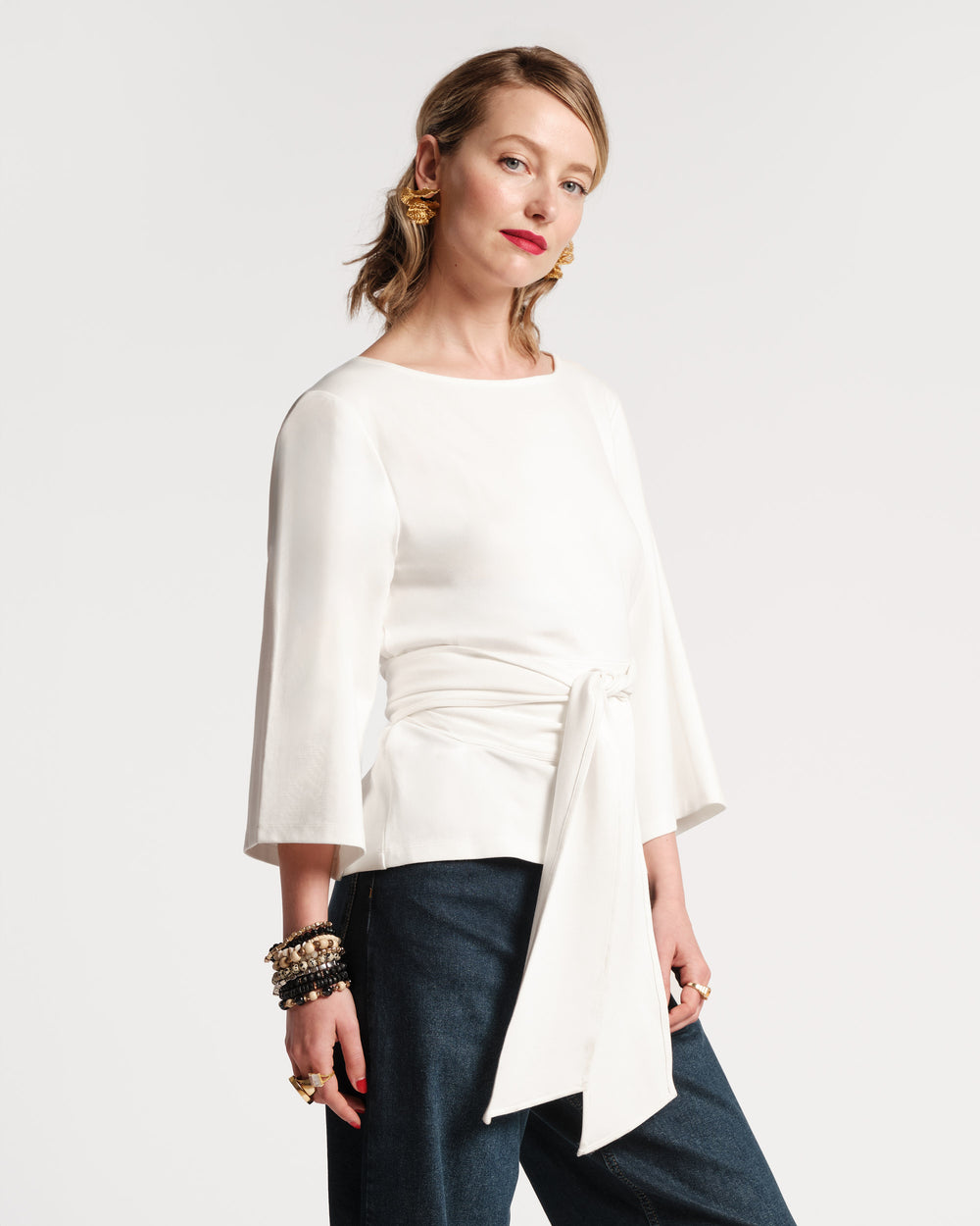 Whitney Wrap Top - White - Frances Valentine