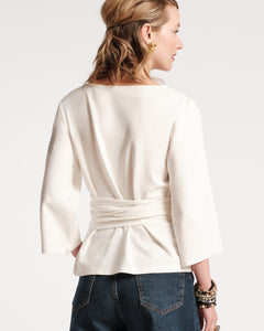 Whitney Wrap Top Oyster - Frances Valentine