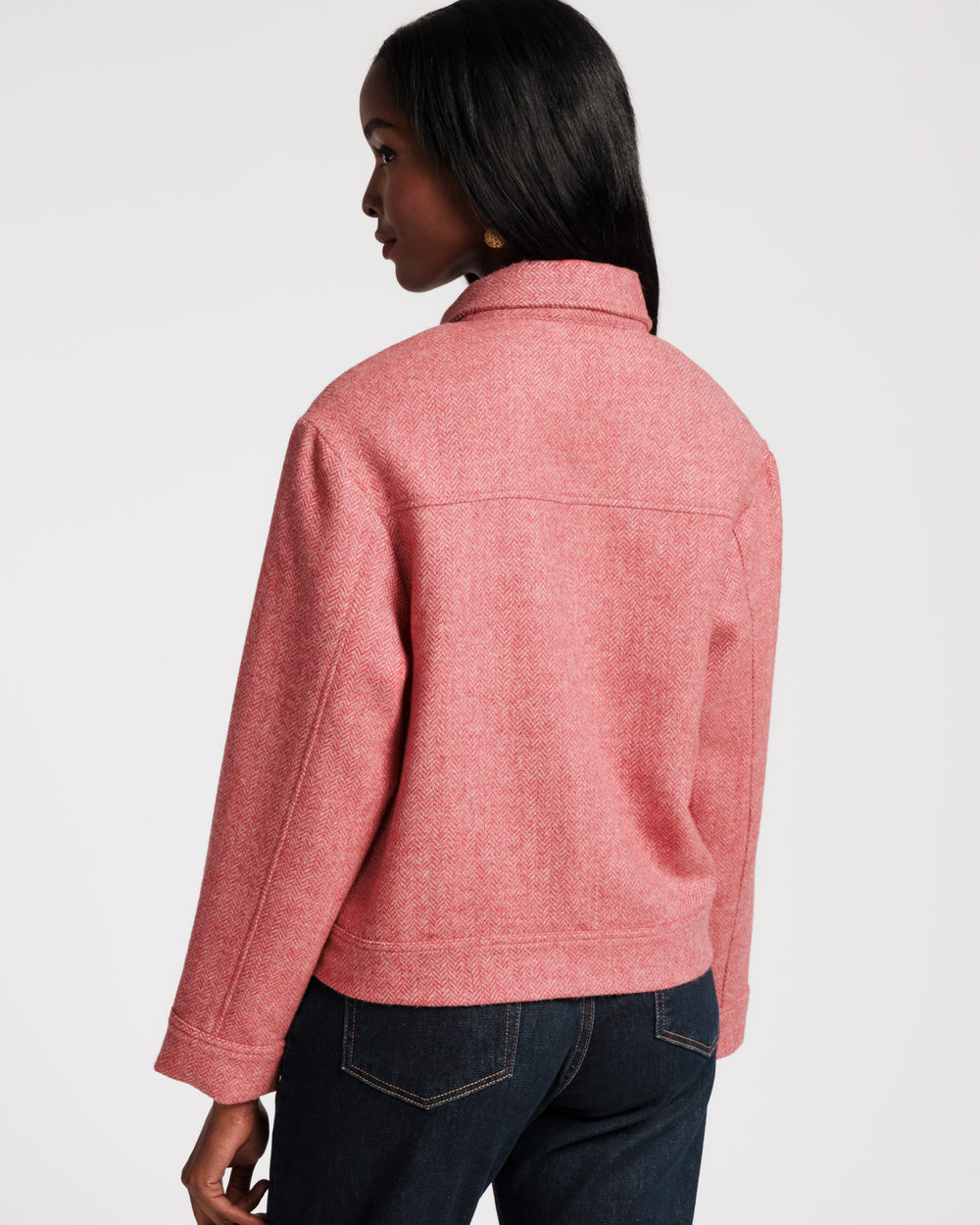 Riff Jacket - Pink Herringbone Wool Pink - Frances Valentine