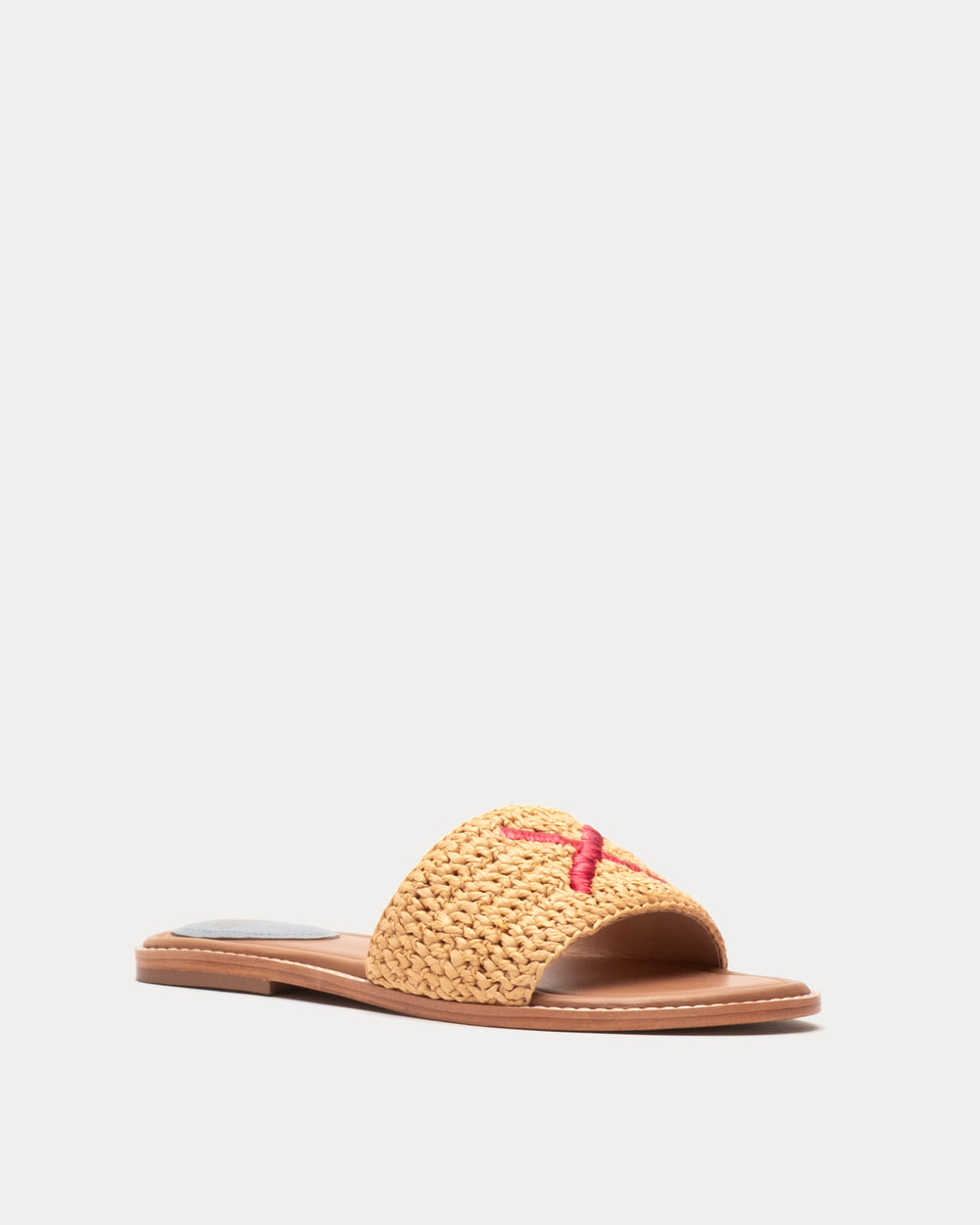 XO Sandal XO Embroidery Raffia/Leather Natural/Red Frances Valentine