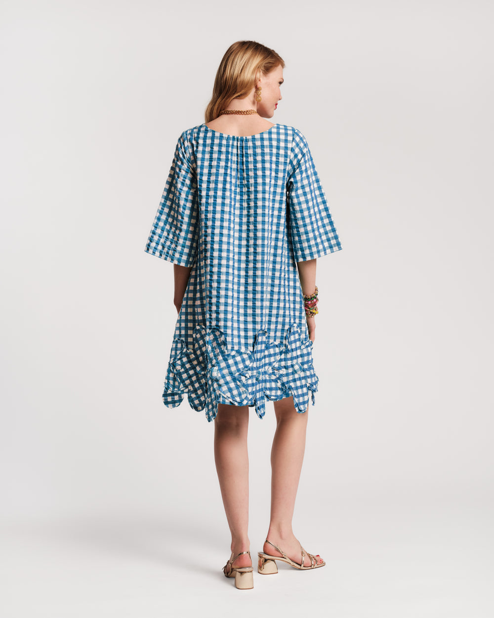 Zennia Mini Dress Gingham Cotton Blue/White Frances Valentine