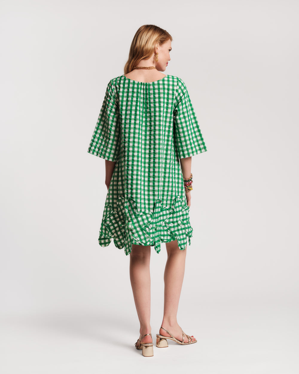 Zennia Mini Gingham Dress - Green S Zennia Mini Gingham Dress - Green S