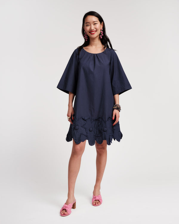 Zennia Flower Dress - Navy - Frances Valentine