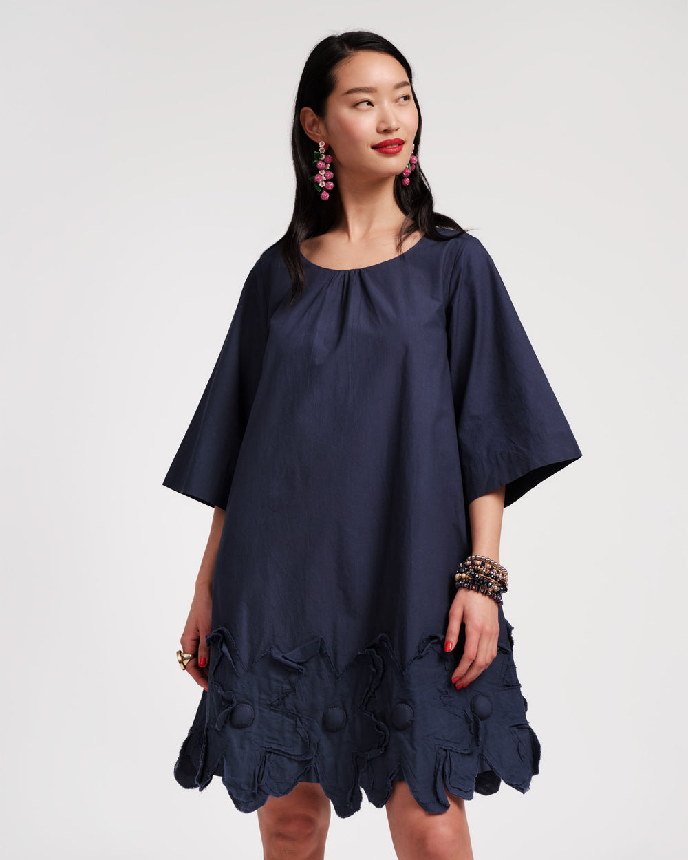 Zennia Flower Dress - Navy - Frances Valentine