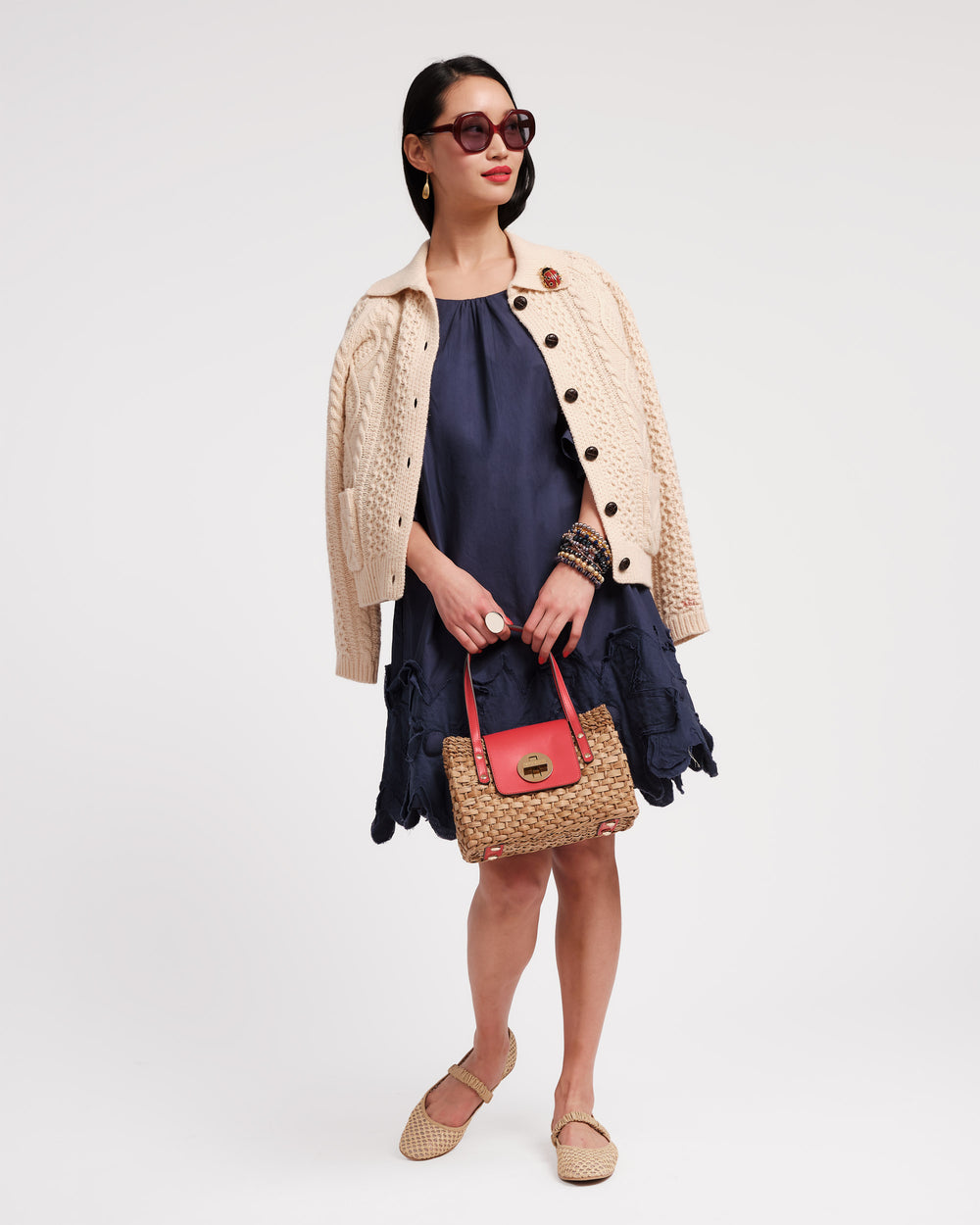 Zennia Flower Dress - Navy - Frances Valentine