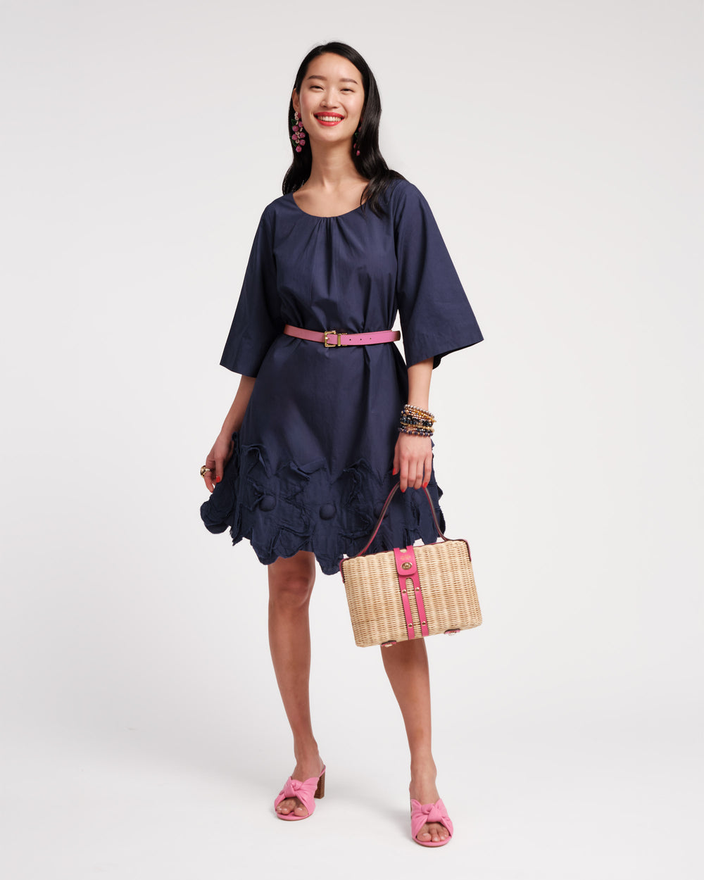 Zennia Flower Dress - Navy - Frances Valentine