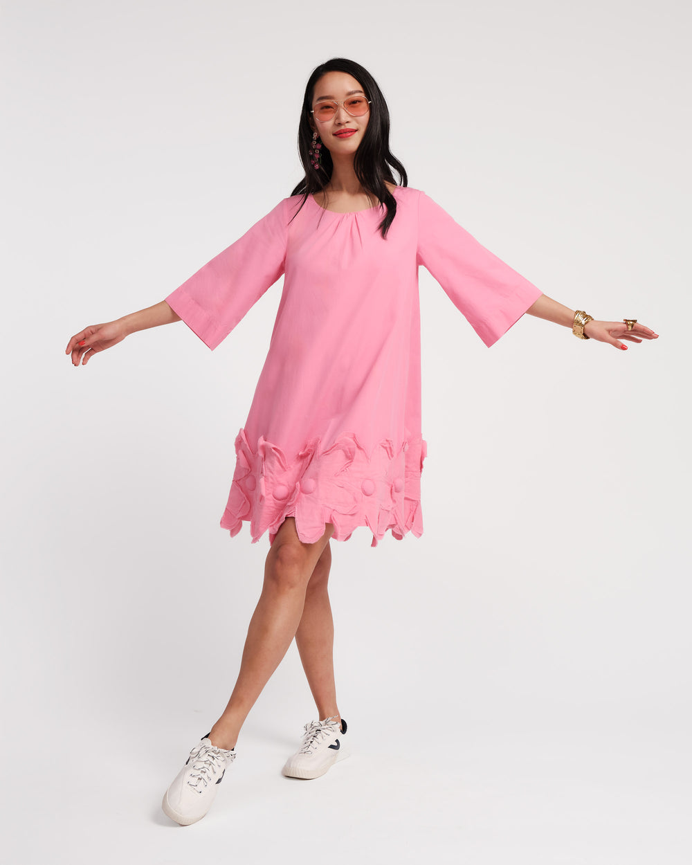 Frances Valentine Women's Zennia Flower Hem Dress - Pink - Size XS Frances Valentine Women's Zennia Flower Hem Dress - Pink - Size XS