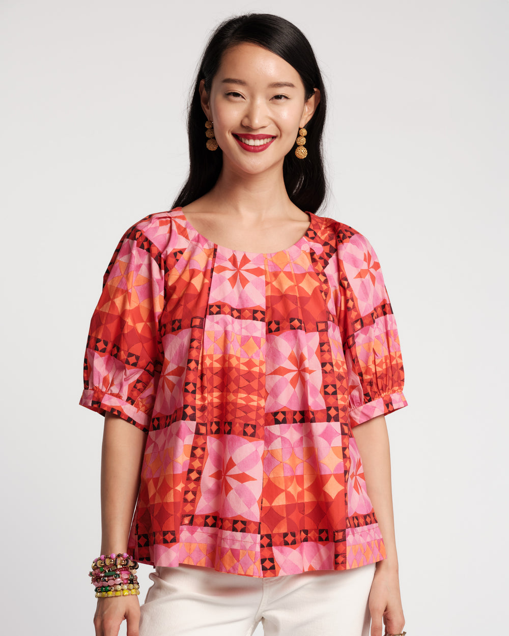 Zonda Top - Pink Mosaic Shirt Frances Valentine