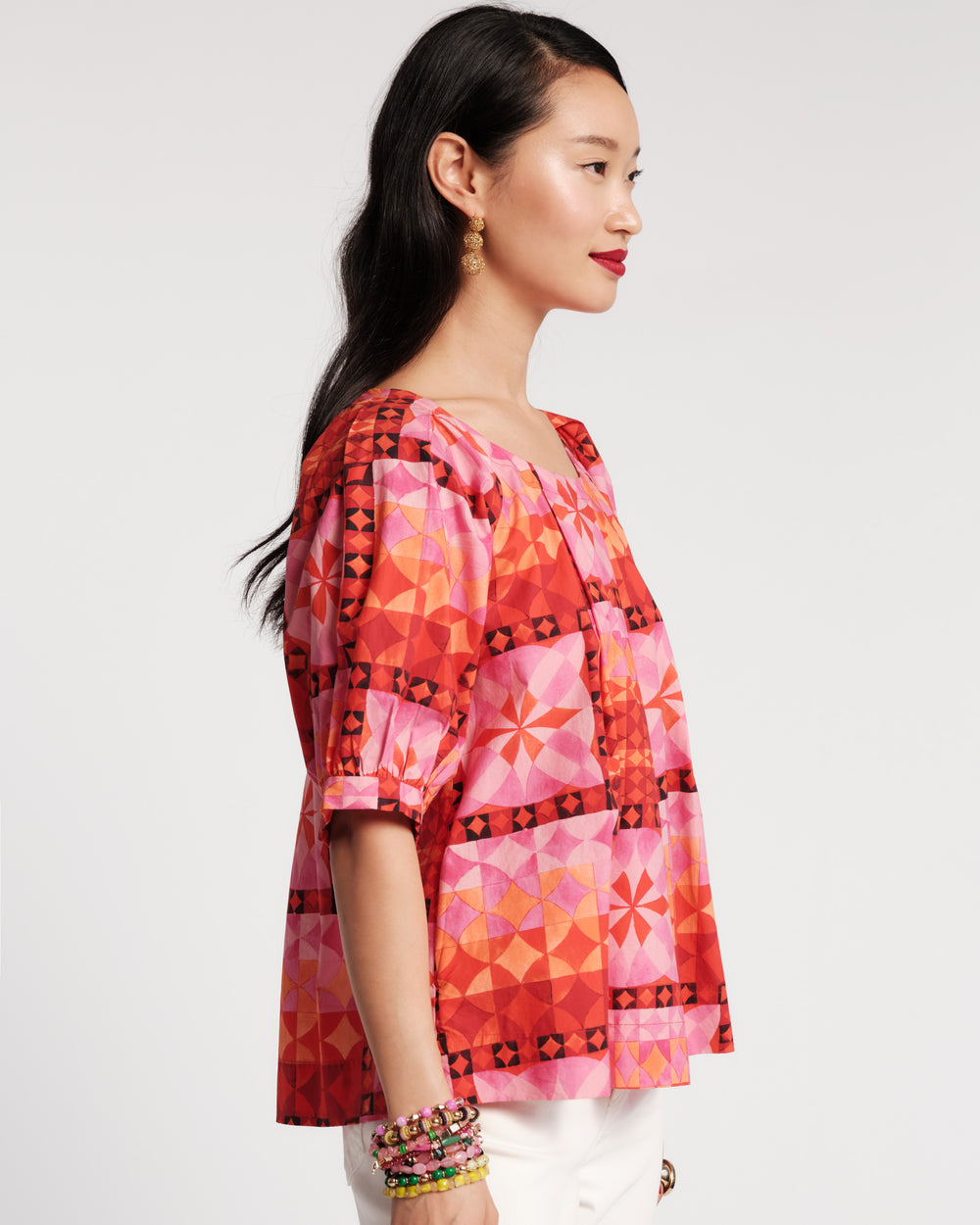 Zonda Top - Pink Mosaic Shirt Frances Valentine