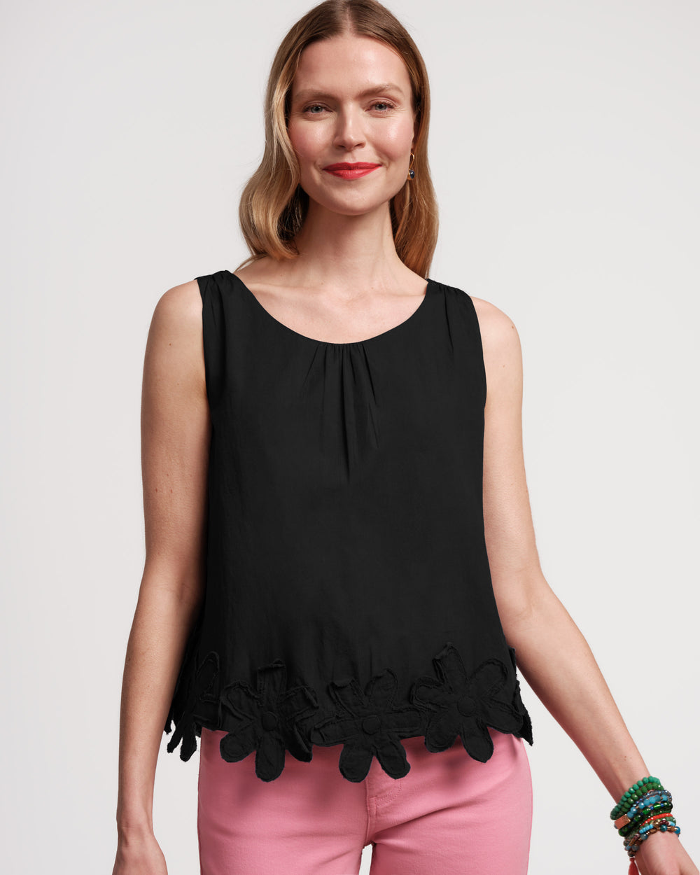 Zennia Flower Tank - Black Tops Frances Valentine