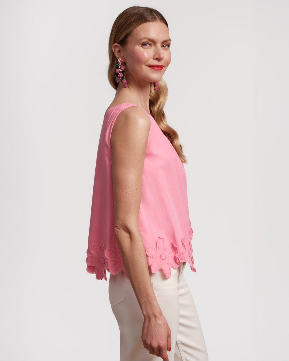 Zennia Flower Tank-Pink Tops Frances Valentine