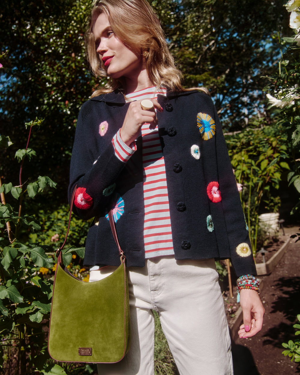 Sadie Shoulder Bag Suede - Fern Handbag Frances Valentine