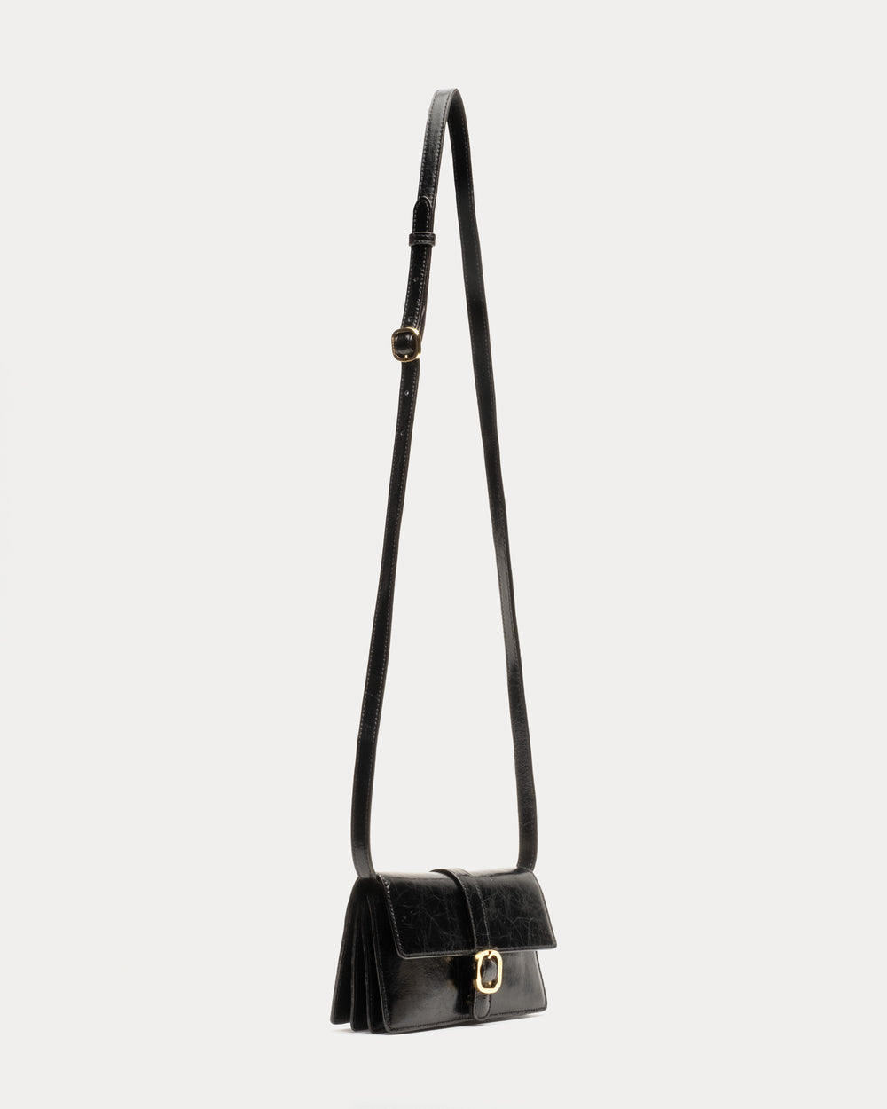 Accordian Wallet - Crinkled Leather Black - Frances Valentine