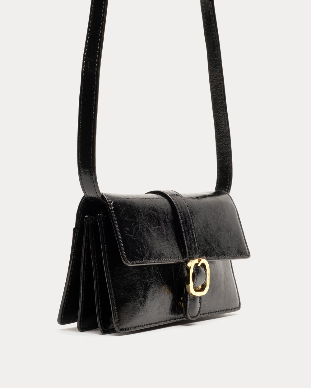 Accordian Wallet - Crinkled Leather Black - Frances Valentine