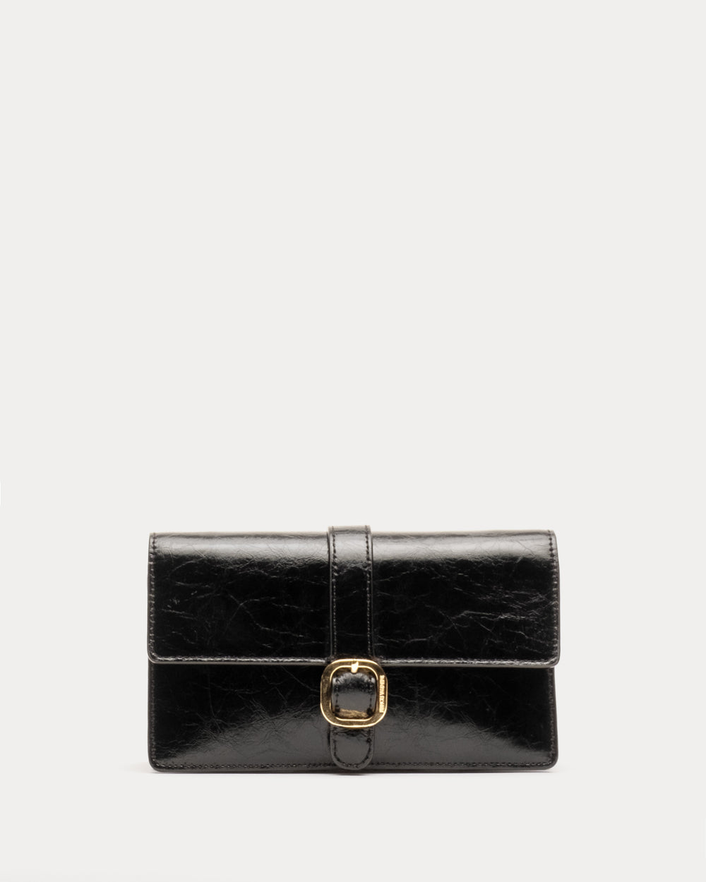 Accordian Wallet - Crinkled Leather Black - Frances Valentine