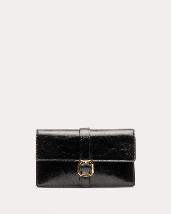Accordian Wallet - Crinkled Leather Black - Frances Valentine